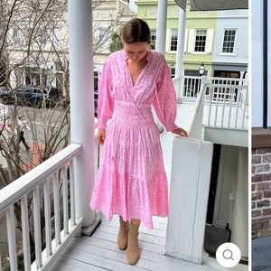 Madison Mathews Jacqui Midi Dress Candy Pink